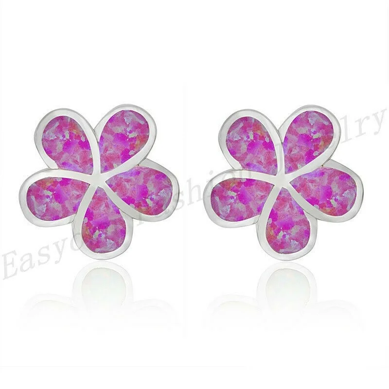 Opal Earrings Dangle - NEW Women's Elegant Red Simulated Opal