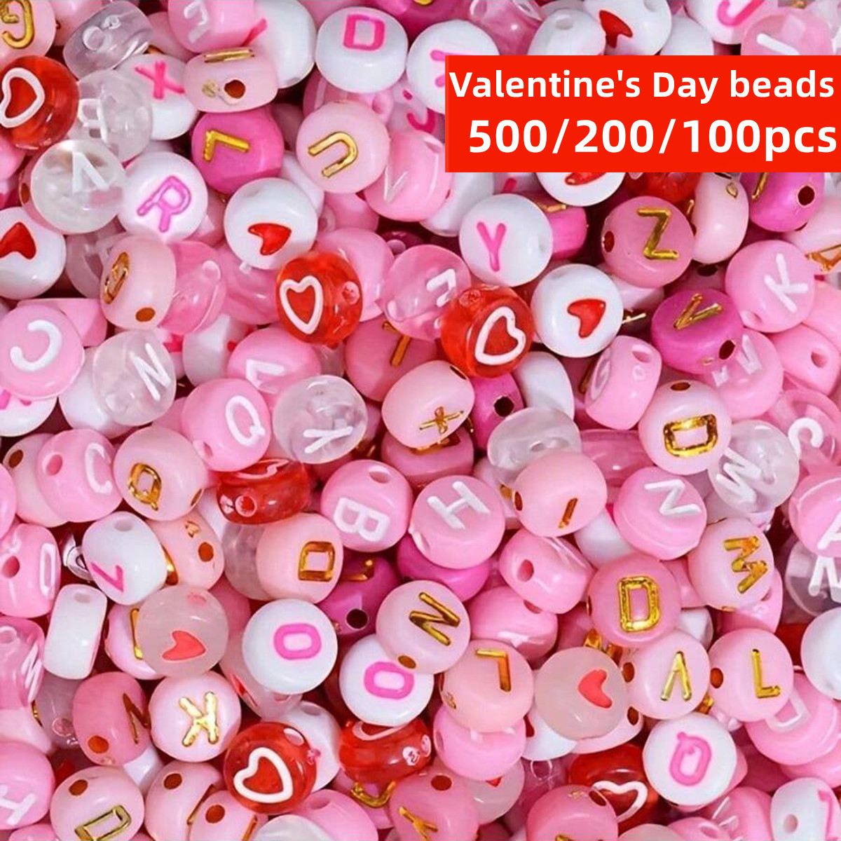 Jewelry Quotes - 500/200/100pcs 7mm Random Style Pink, Valentine's