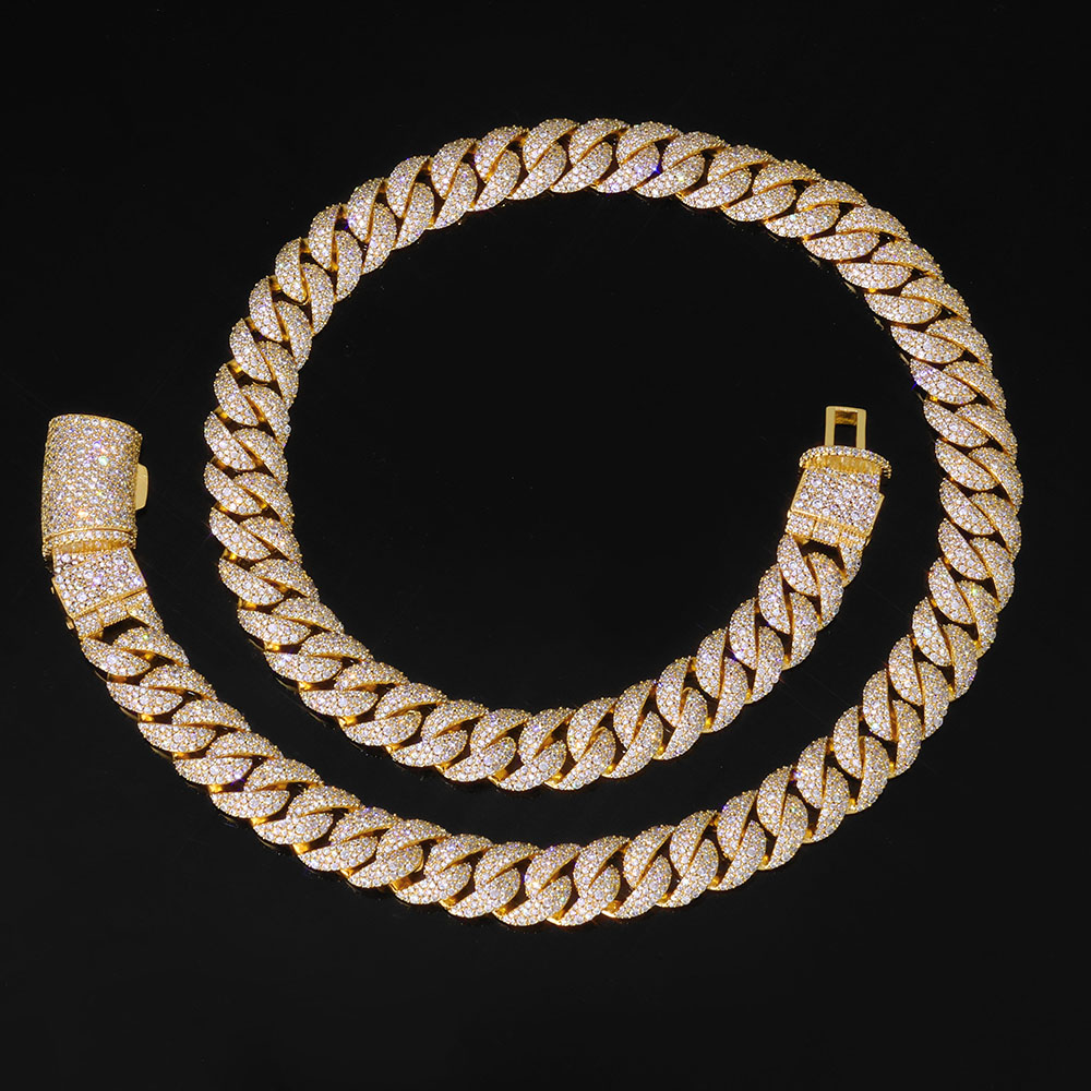 Iced out 14mm 3 Row Diamond Cu - đánh giá và giá Hip Hop Chain Necklace